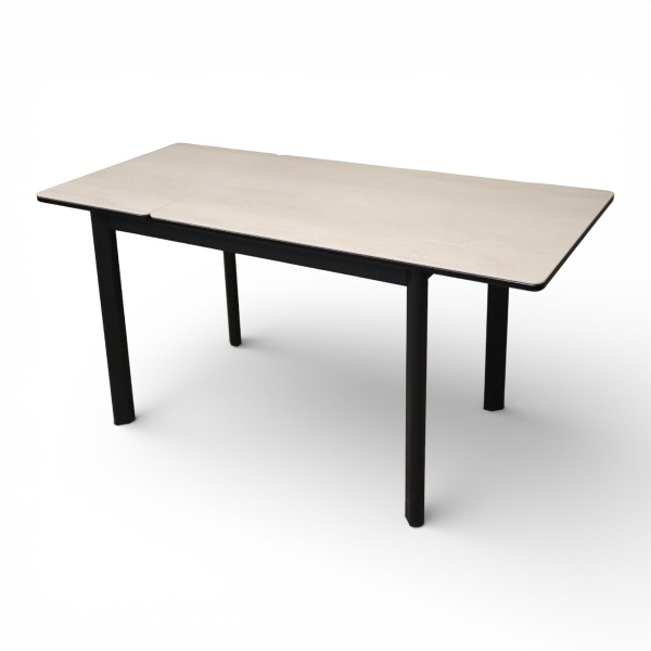 Стол обеденный Римини-1C  черный/Travertine Avorio