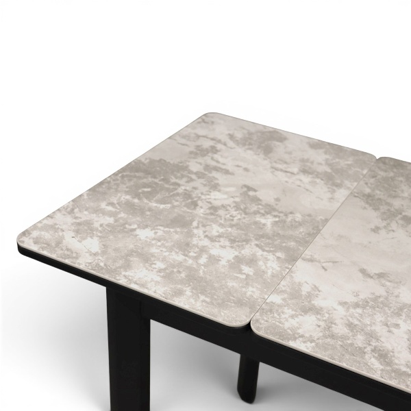 Стол кухонный Римини-мини-С, 90(+40)х65х75 Oxide Grey/ черный